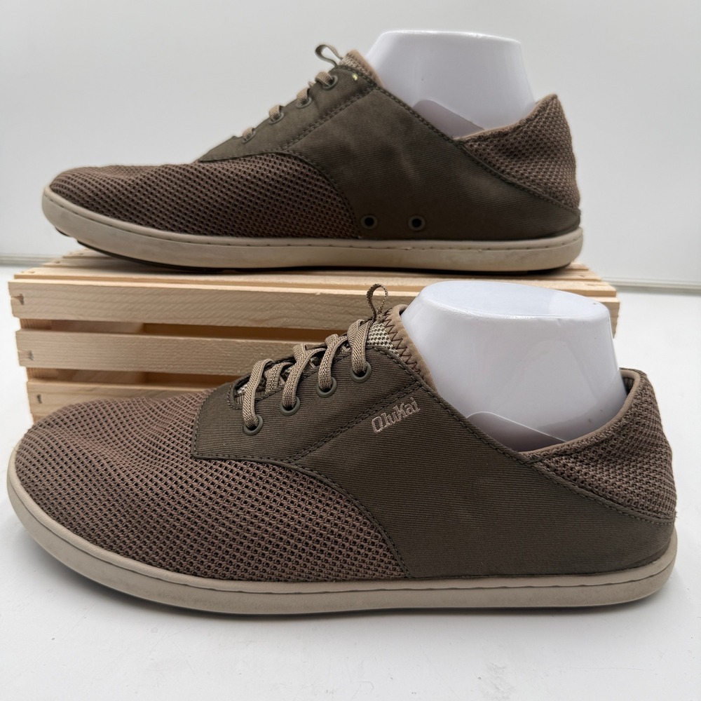 OluKai Nohea Moku Mesh Boat Shoes Drop-In Heel Brown Mens US 10 EUR 43